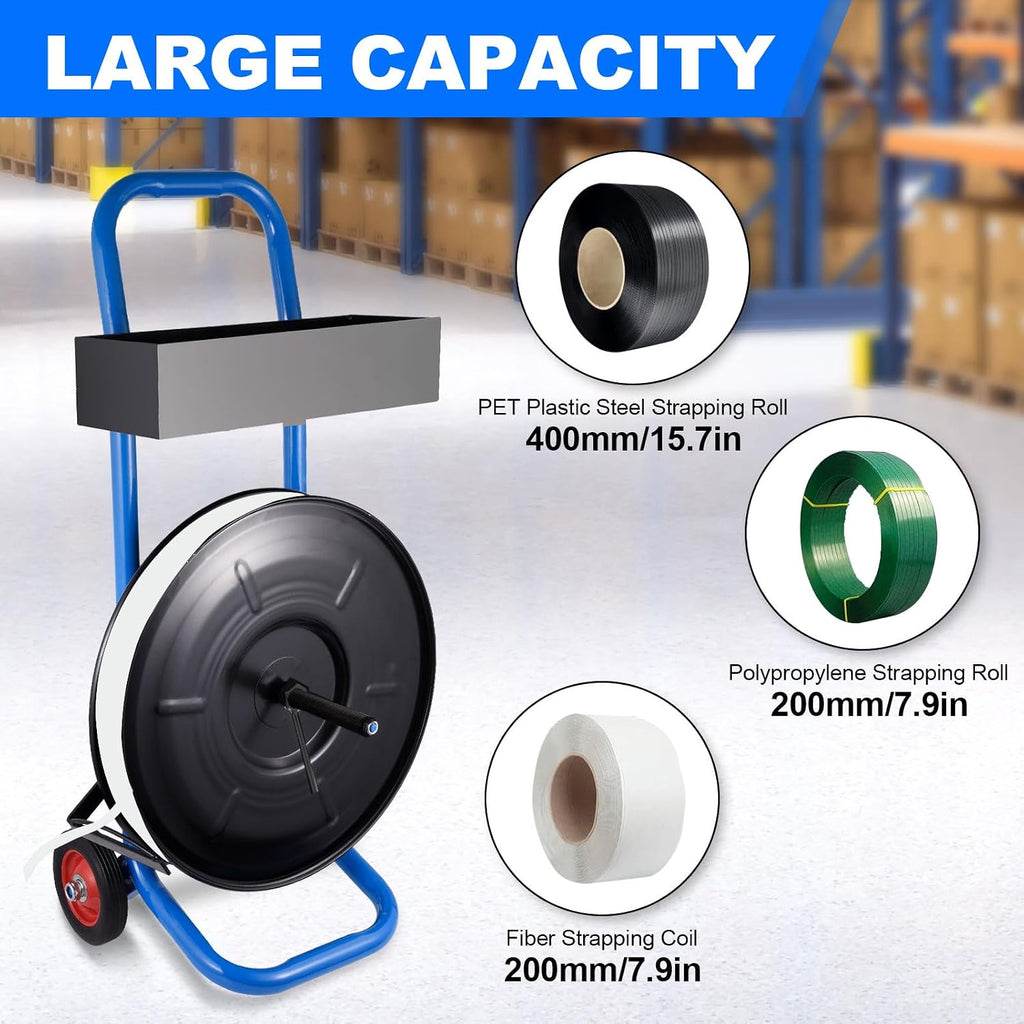Banding Strapping Cart | Strapping Cart with Wheels for PET/PP/Fiber Strapping Coils with 8" or 16" Core Size,Cart