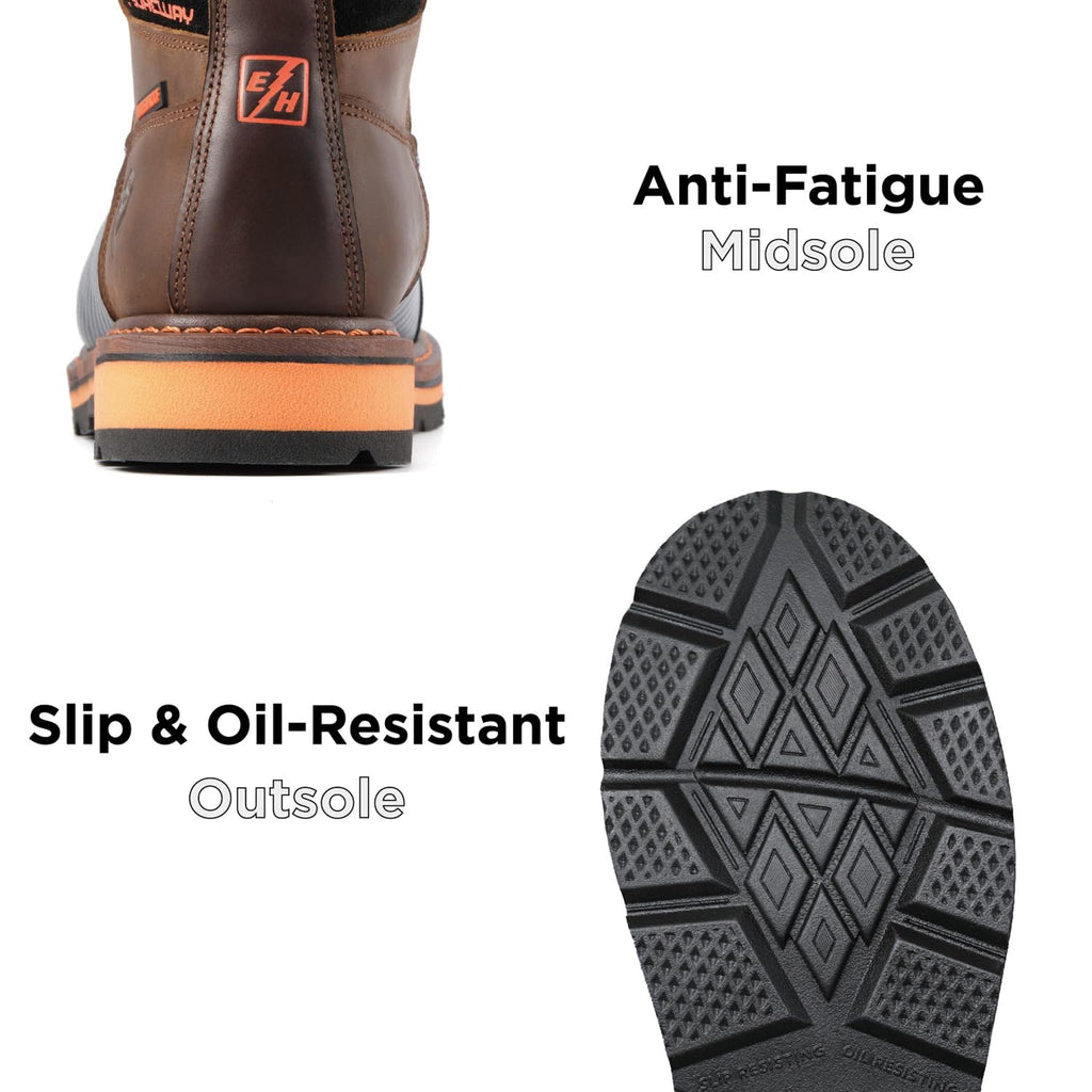 6in Waterproof Work Boots for Men, Leather, Composite Toe