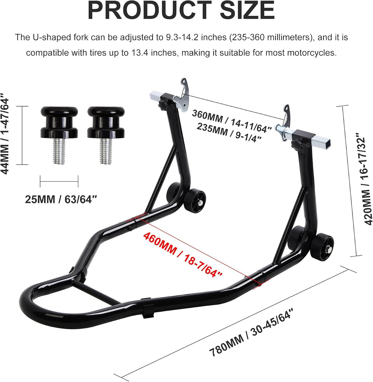 Heavy Duty Motorcycle Rear Wheel Lift Universal Sport Bike Swingarm Spool Paddock Stand Combo