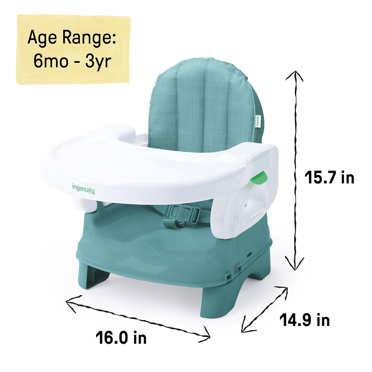 Deluxe Comfort Booster Seat for Kitchen Chair, Compact Fold, Portable, Lightweight, Toddler Booster Seat for Dining