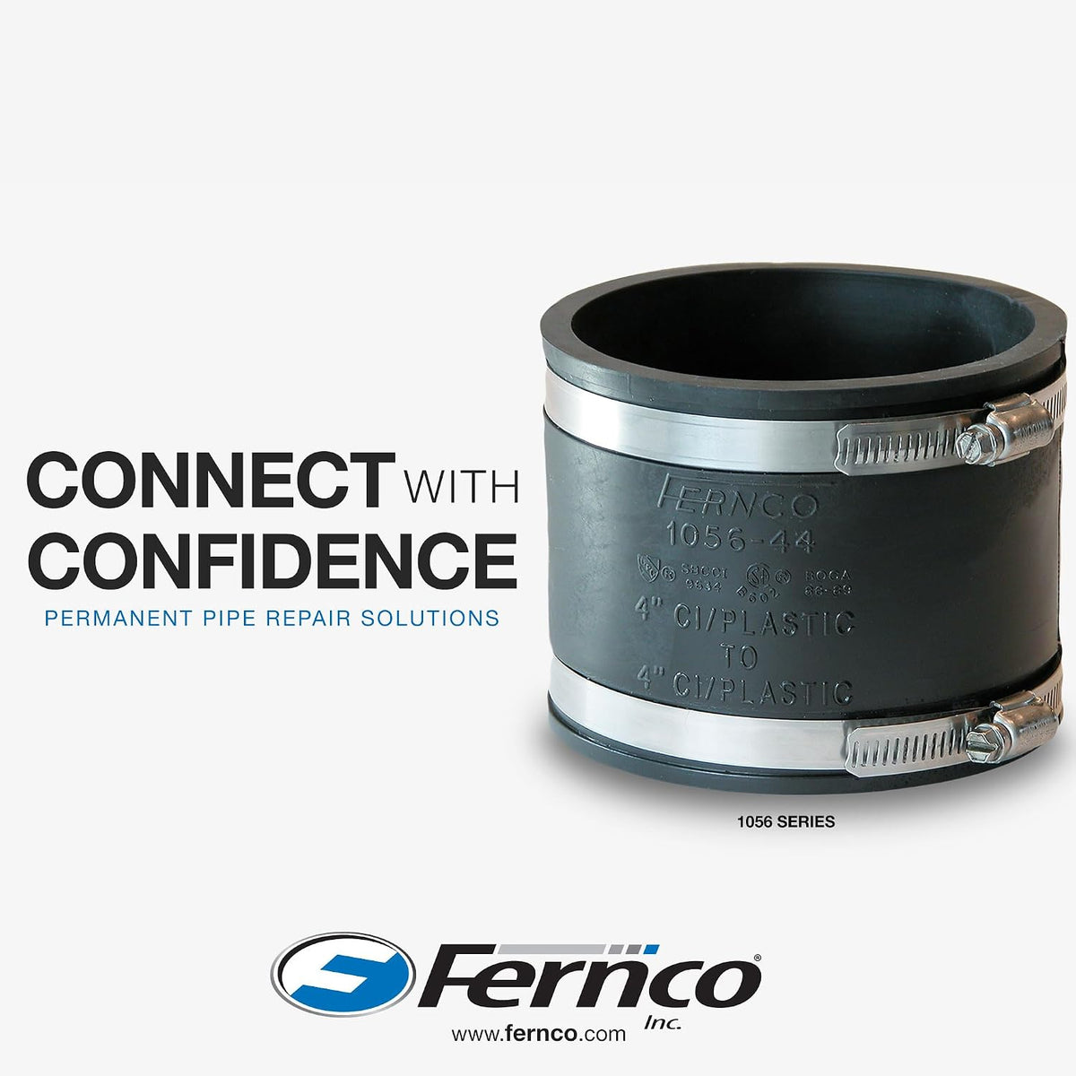 Fernco 1056-22 Flexible Pipe Coupling 2” CI/Plastic/Steel to 2” CI/Plastic/Steel