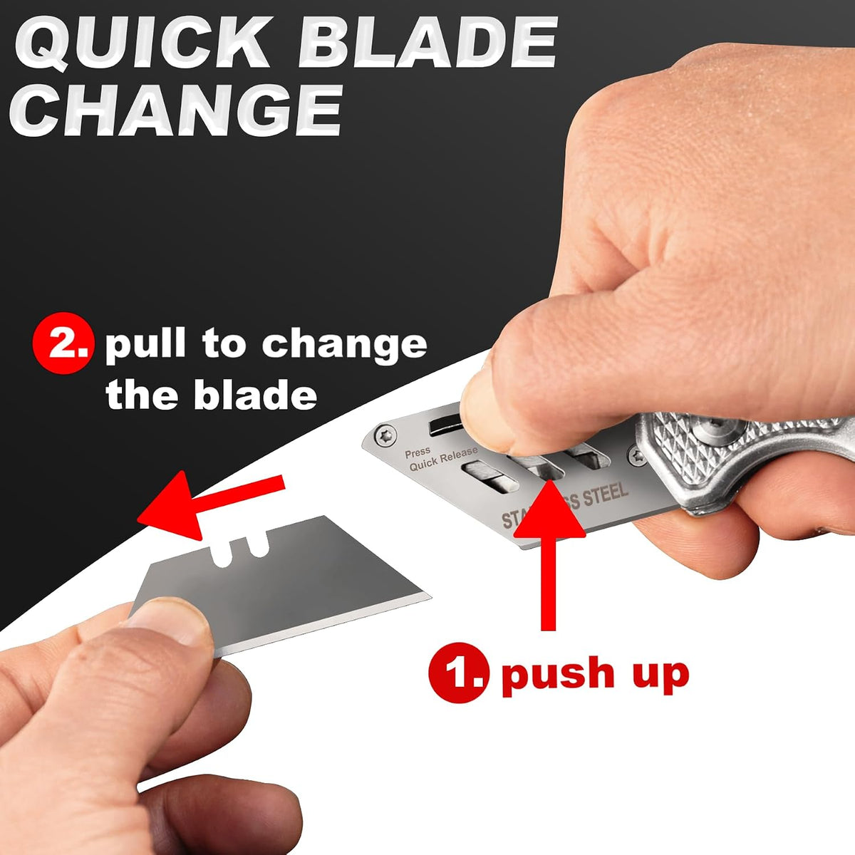 3-Pack Folding Utility Knife, Heavy-Duty Aluminum Box Cutter with Quick-Change Blades & Lock-Back Safety Design