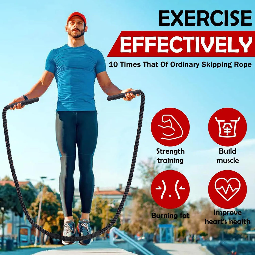 Weighted Jump Rope for Men Women, 1.5lb 2.8lb Jumping Ropes for Fitness | Adult Skipping Rope for Home Gym Exercise