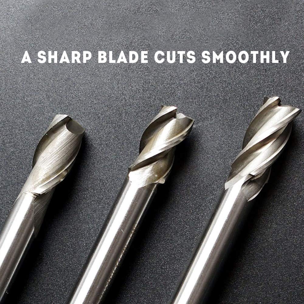 8Pcs End Mill Bits HSS CNC End Mill Cutter Drill Bits 1/16"-1/2"