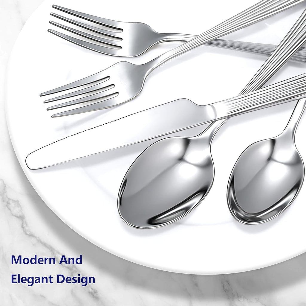 60Piece Hammered Silverware Set,Stainless Steel Flatware Set for 12