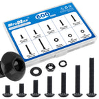 600 Pieces M3 Button Head Socket Cap Screws Nuts Washers Set Black