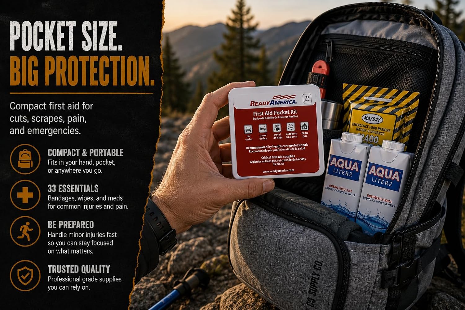 Sustain Supply 70490, 2-Person Premium 72-Hour Emergency Survival Kit – Complete Disaster Preparedness Bag w/Food