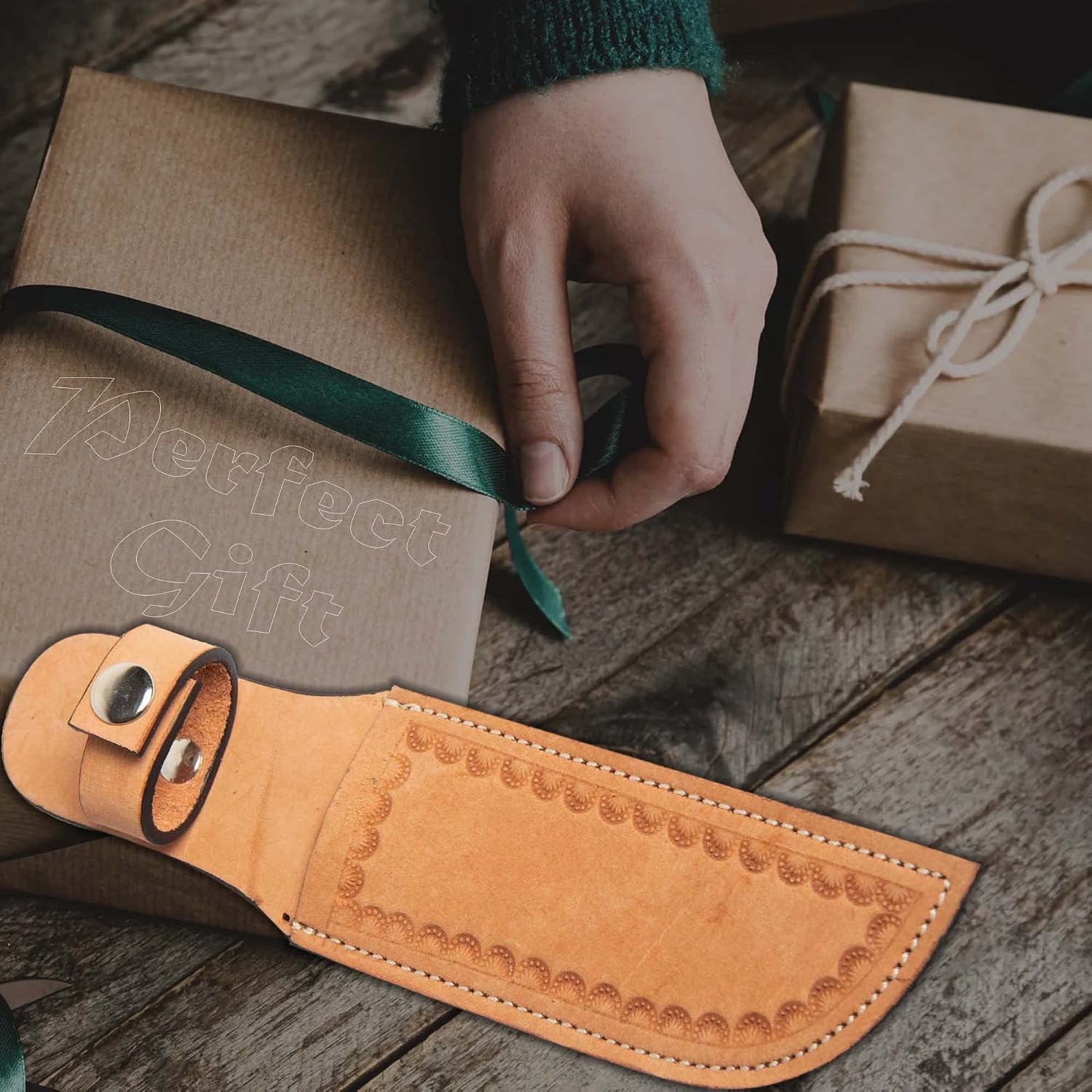 Genuine Leather Knife Sheath – Handmade Leather Knive Holder with Belt Loop, Fits 4-10" Blade – Fixed Blade Knife