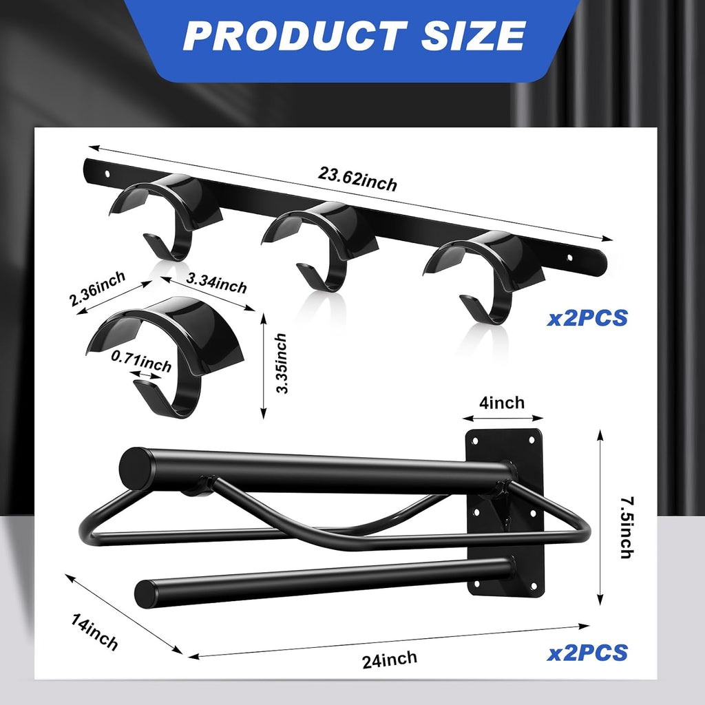 4 Pcs Saddle Rack Wall Mount with Pad Bar Horse Tack Bridle Hooks Detachable Saddle Stand Metal Horse Bridle Rack