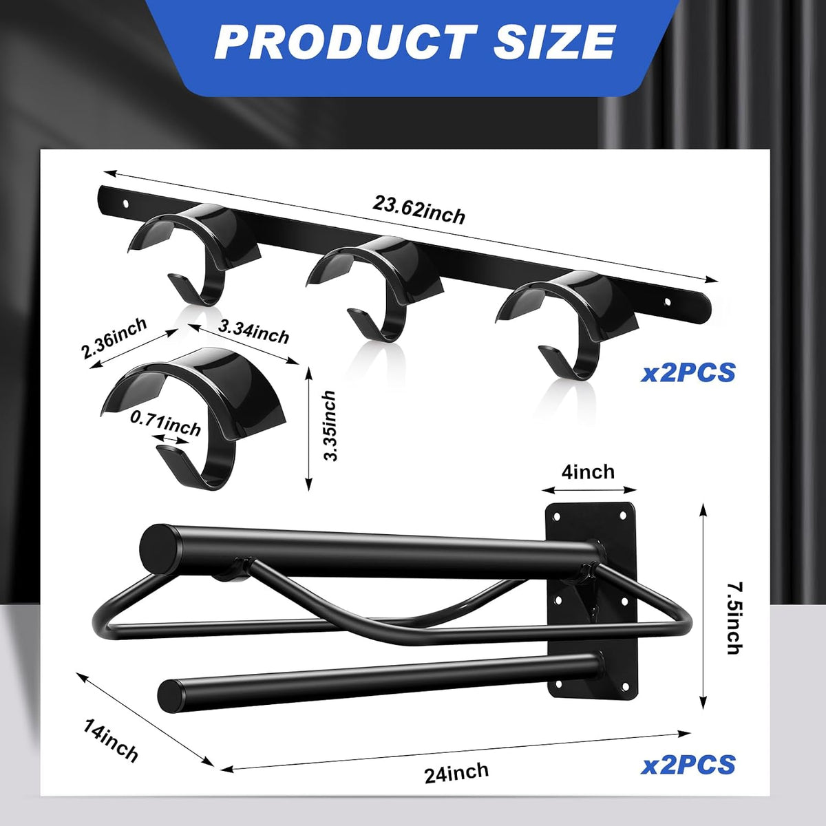 4 Pcs Saddle Rack Wall Mount with Pad Bar Horse Tack Bridle Hooks Detachable Saddle Stand Metal Horse Bridle Rack