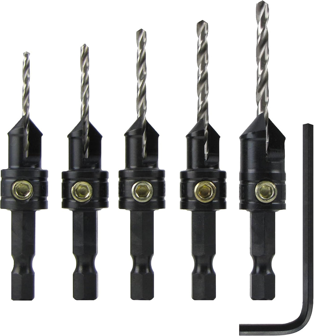 Snappy 5pc Gold Screw Countersink Drill Bit Set 5/64-9-64" USA