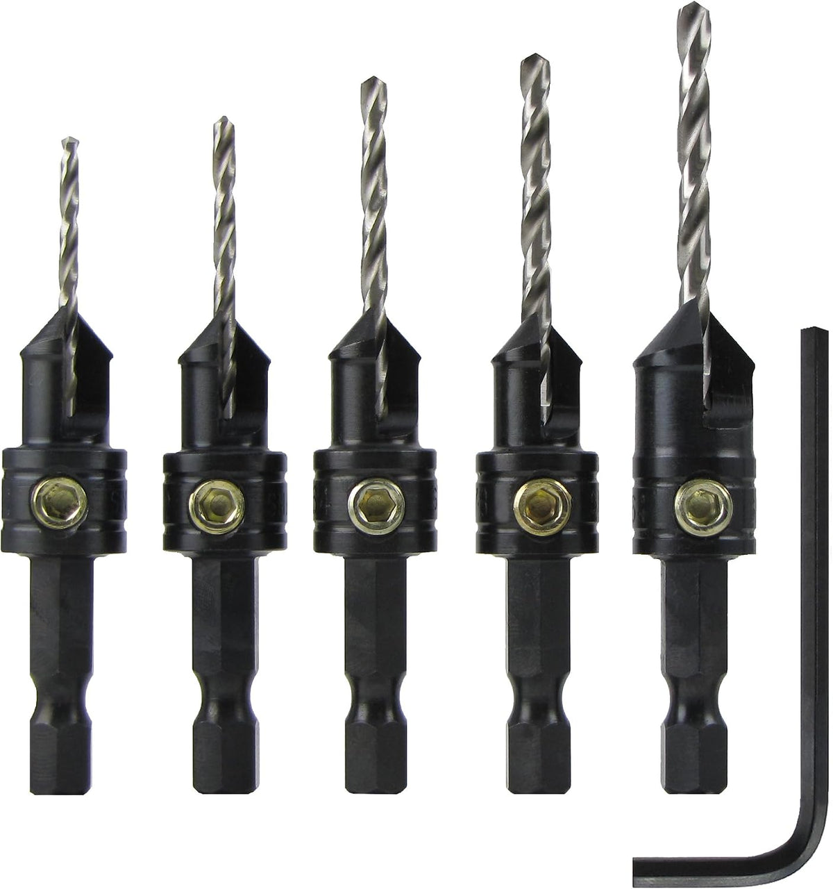 Snappy 5pc Gold Screw Countersink Drill Bit Set 5/64-9-64" USA