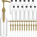 12 Pcs 25 oz Plastic Syrup Bottles with Pump Syrup Dispenser, Gold