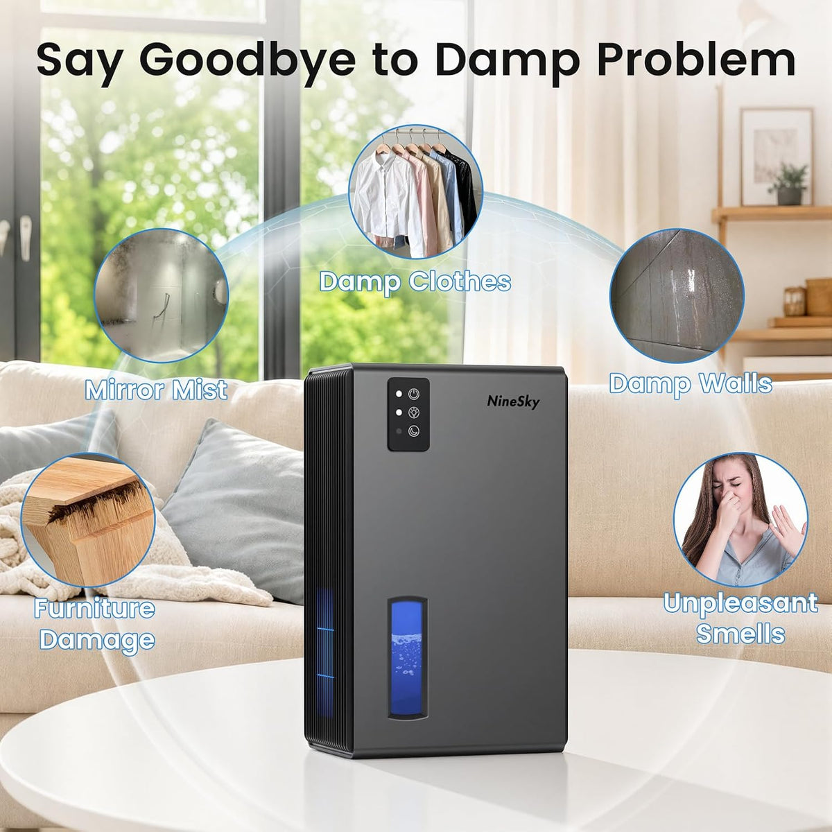 Dehumidifiers for Home, 1000 Sq Ft Dehumidifier with 95oz Tank Auto Shutoff