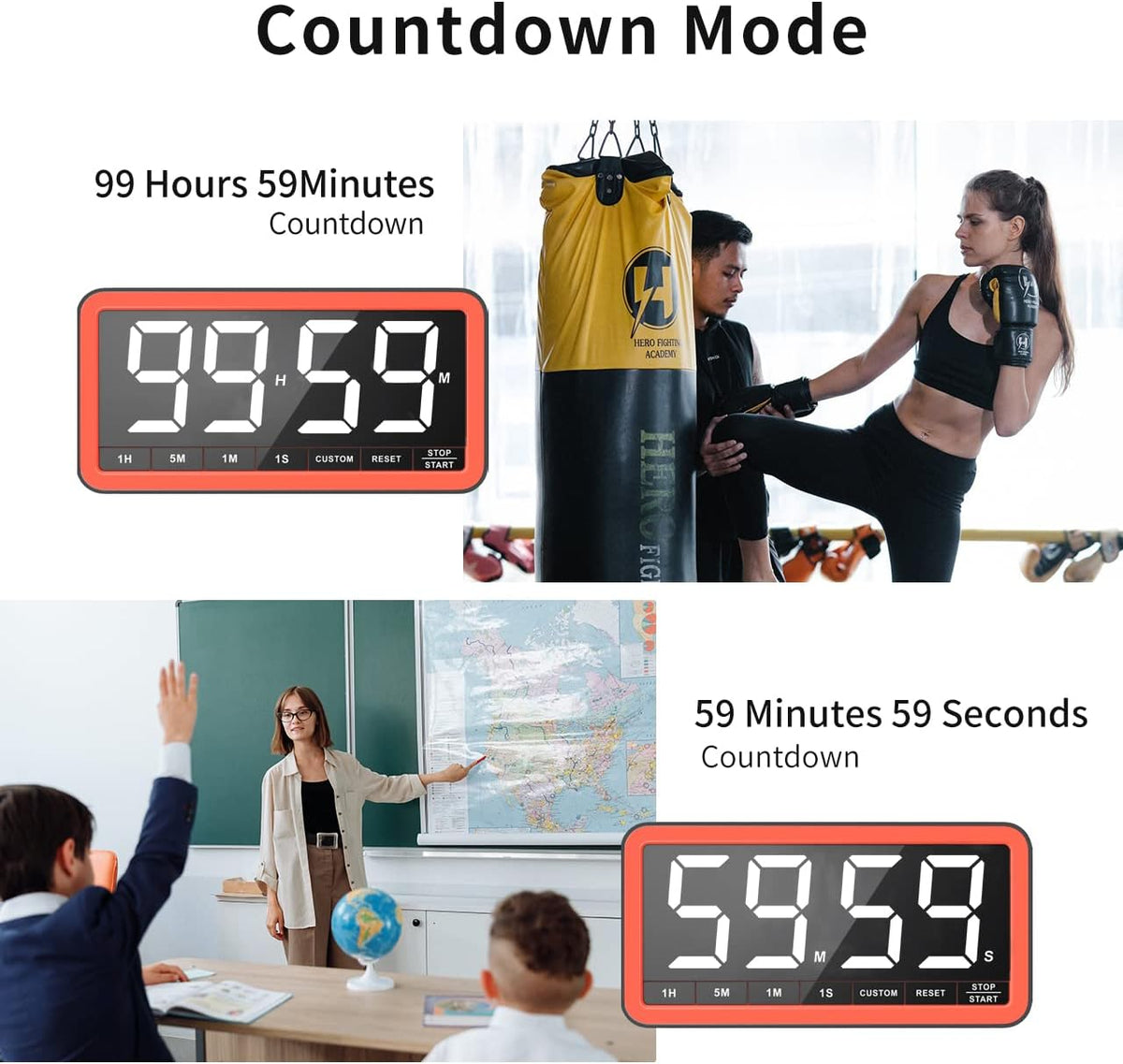 Large 7.8" Digital Timer, Magnetic LED Timer for Kitchen & Classroom