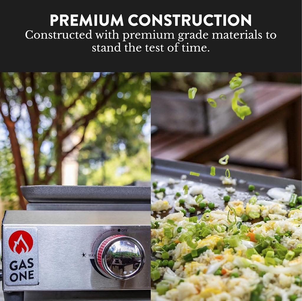 Flat Top Grill With 4 Burners - Premium Propane Outdoor Grill Cart - Stainless Steel Auto Ignition Camping Griddle