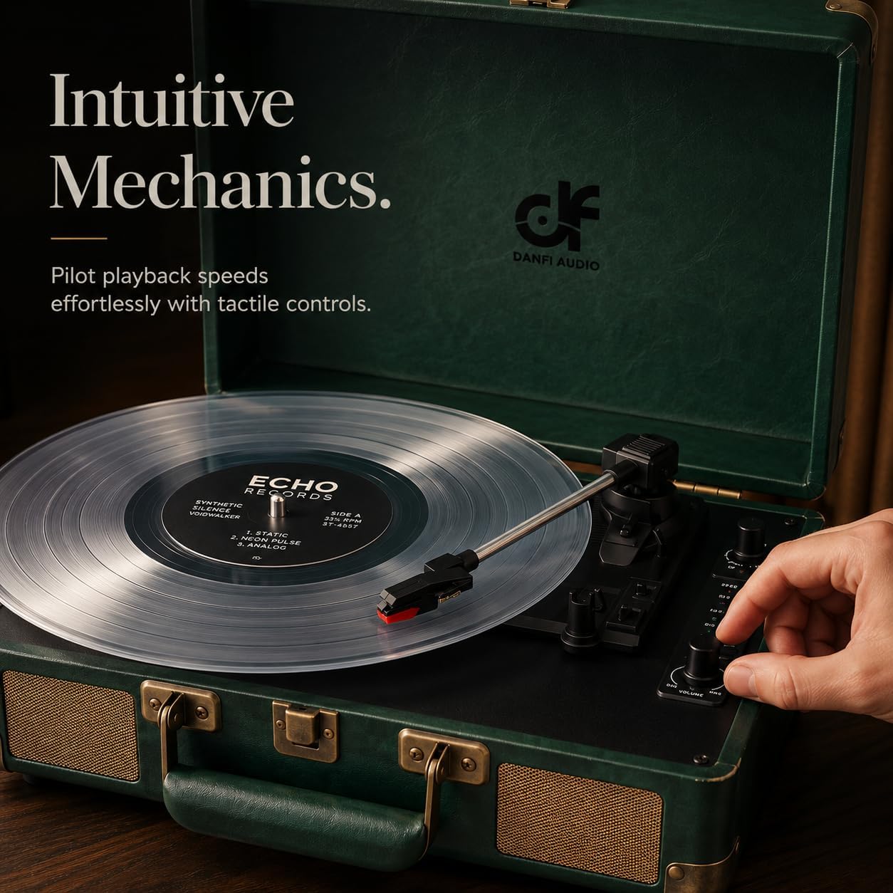 Record Player with Bluetooth Input & USB Recording, Built in Stereo Speakers, Portable Suitcase Vinyl Player 3-Speed