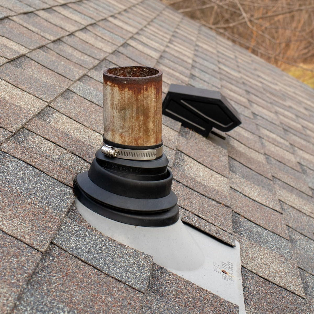 Roof Pipe Flashing Collar Repair Boot for 2.5″–3″ Vent Pipes — Thermoplastic Rubber Roof Vent Boot with Stainless