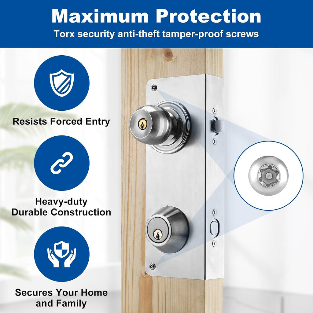 U 10539 Door Reinforcement Plate & U10385 Strike for 1-3/4" Thick Doors | Fits 2-3/8" (60mm) backsets,Stainless