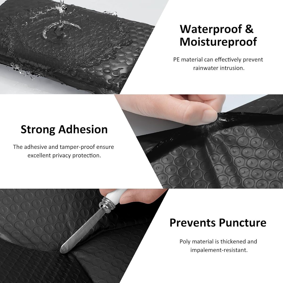 Bubble Mailers 6x10 Inch 25pc Black Shipping Bags, Chic Packaging Bags For Small Business, Colored Padded Mailing