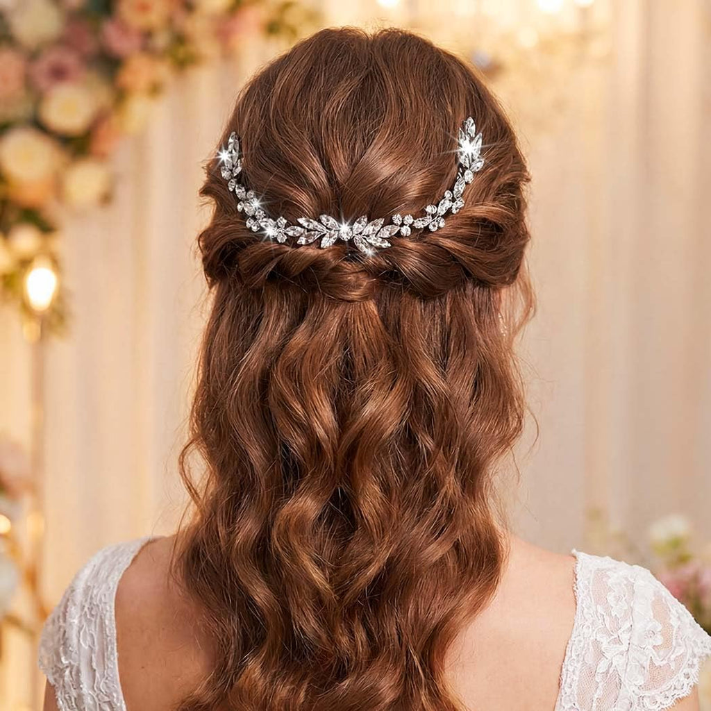 Wedding Crystal Hair Combs Bridal Headpieces Wedding Hair Accessories for Brides (Silver)
