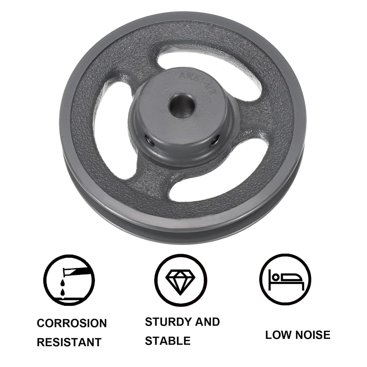 uxcell AK51-1/2 V-Belt Sheave 1/2" Bore, 4.95" OD, Single Groove Web Sheave
