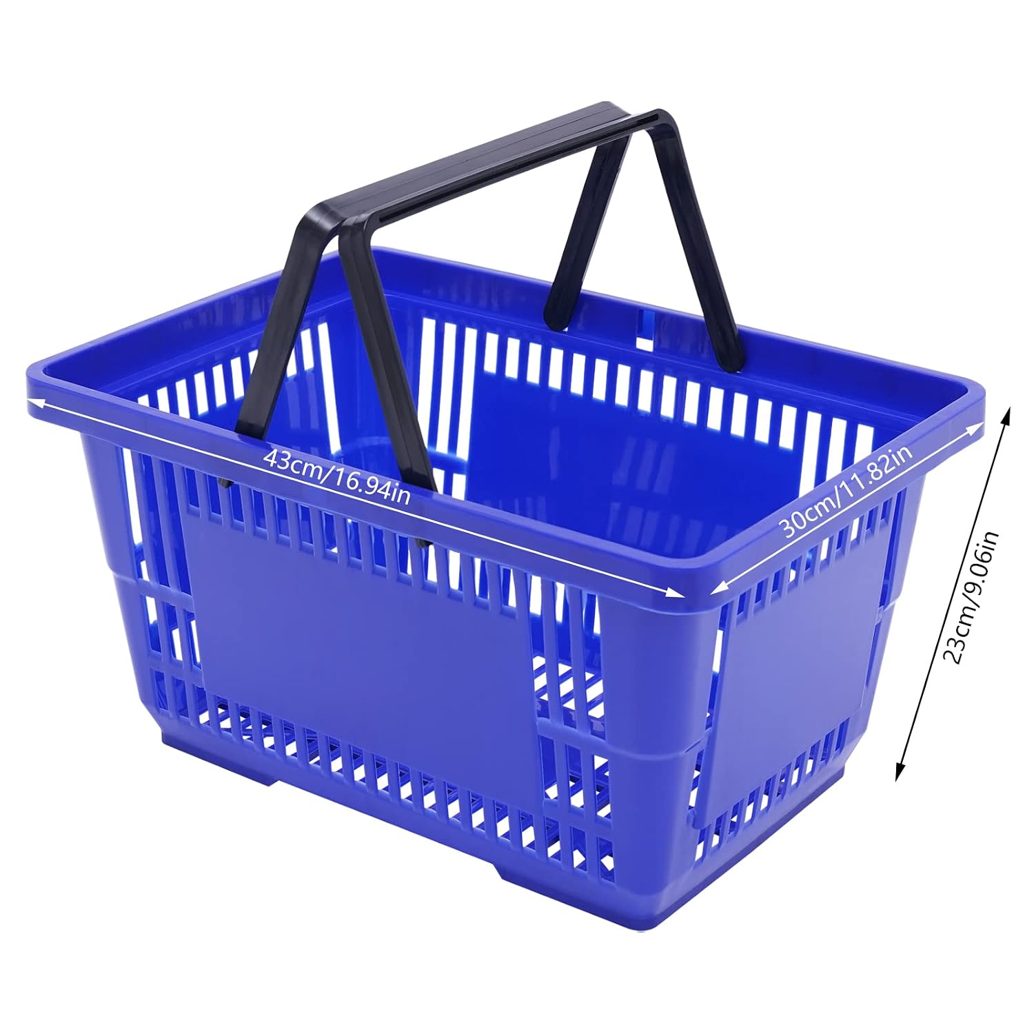Shopping Basket, 17 * 12 * 9inch Set of 12 Freestanding Store Baskets w/Foldable Handle, Stackable Hand-held Basket
