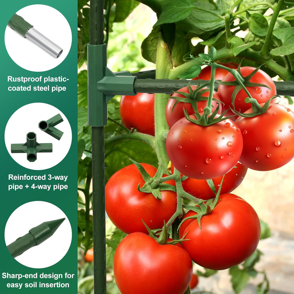 Tomato Cages for Garden,6 Pack 50in Tall Tomato Plant Support Stakes Adjustable Heavy Duty Steel Plant Tower Stakes