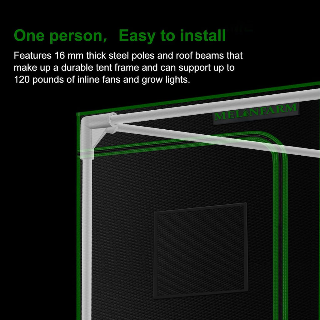 2x2 Grow Tent, 24"x24"x36'' High Reflective 600D Diamond Mylar Canvas with Observation Window and Floor Tray for