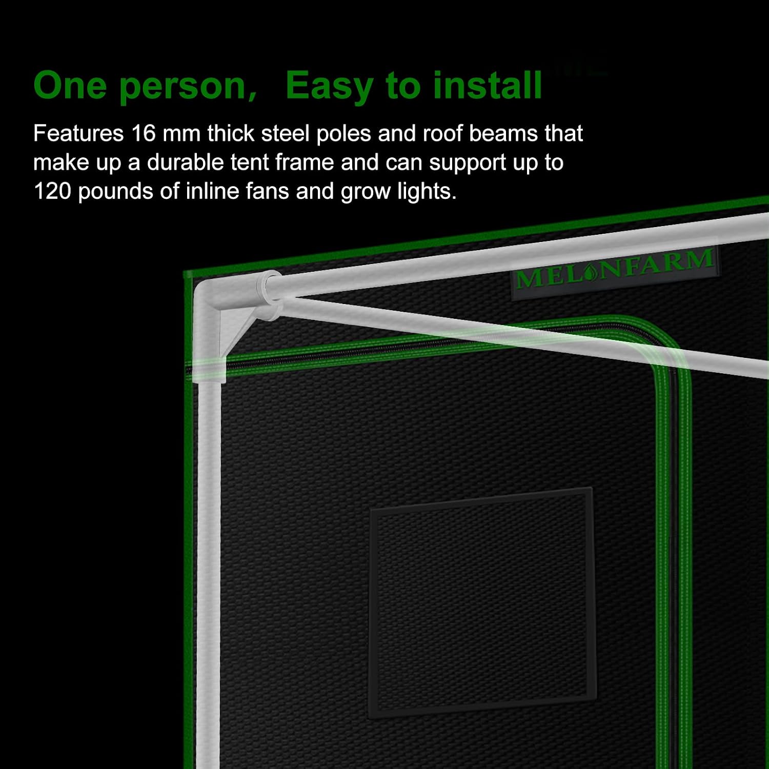 2x2 Grow Tent, 24"x24"x36'' High Reflective 600D Diamond Mylar Canvas with Observation Window and Floor Tray for