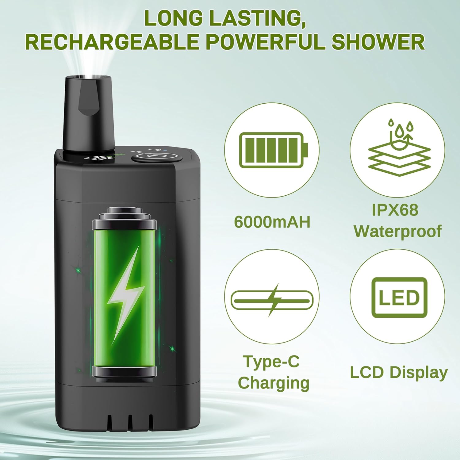 Portable Camping Shower,Upgraded Extra Large Pop Up Privacy Tent Kit with LED Light and Foldable Toilet, 6000mAh LCD