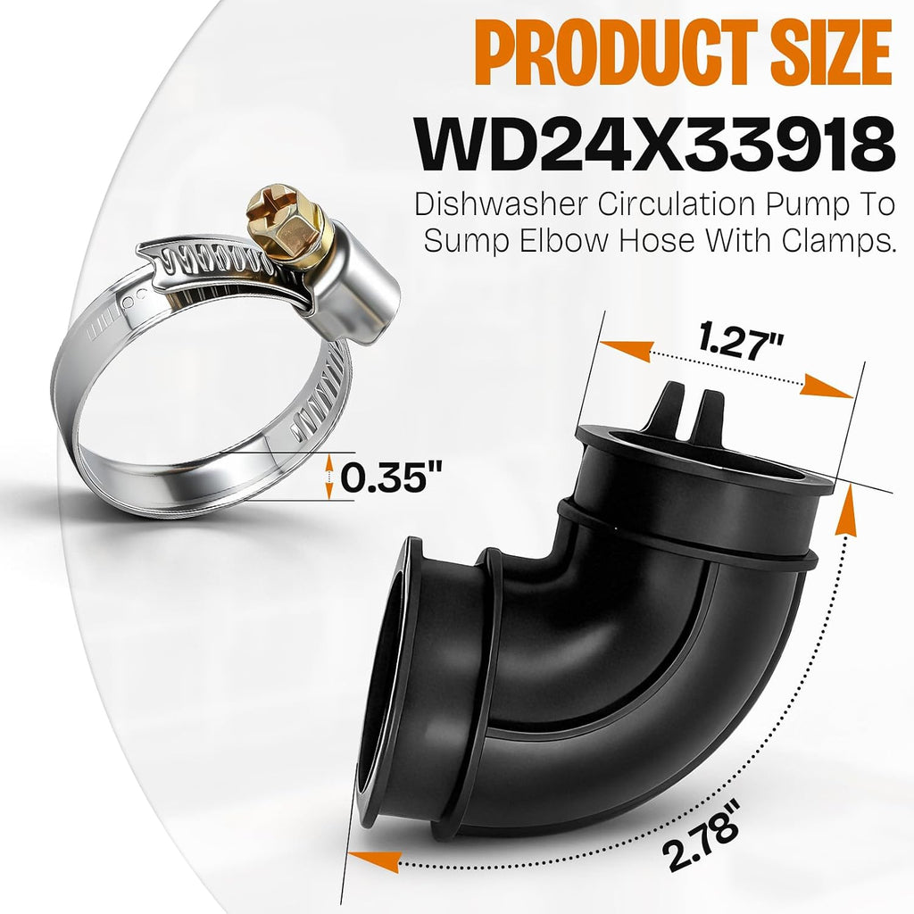 For GE GDT645SYN2FS Dishwasher Elbow Hose and Clamp Kit Replacement