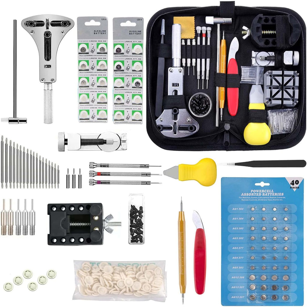 Watch Repair Kit 342pcs Professional Watch Battery Replacement Tool Watch Band Link Remover Spring Bar Tool Kit with