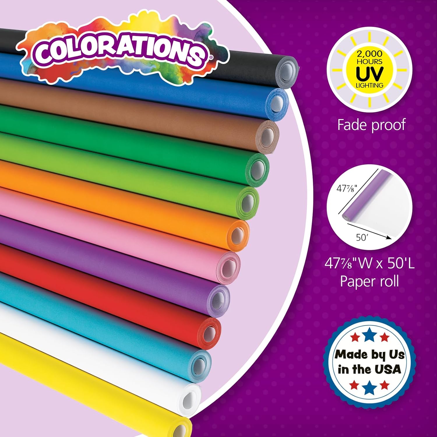 Prima-Color Fade-Resistant Paper Rolls, Black, Arts and Crafts, 48" x 60', Drawing, Finger Painting, Paint