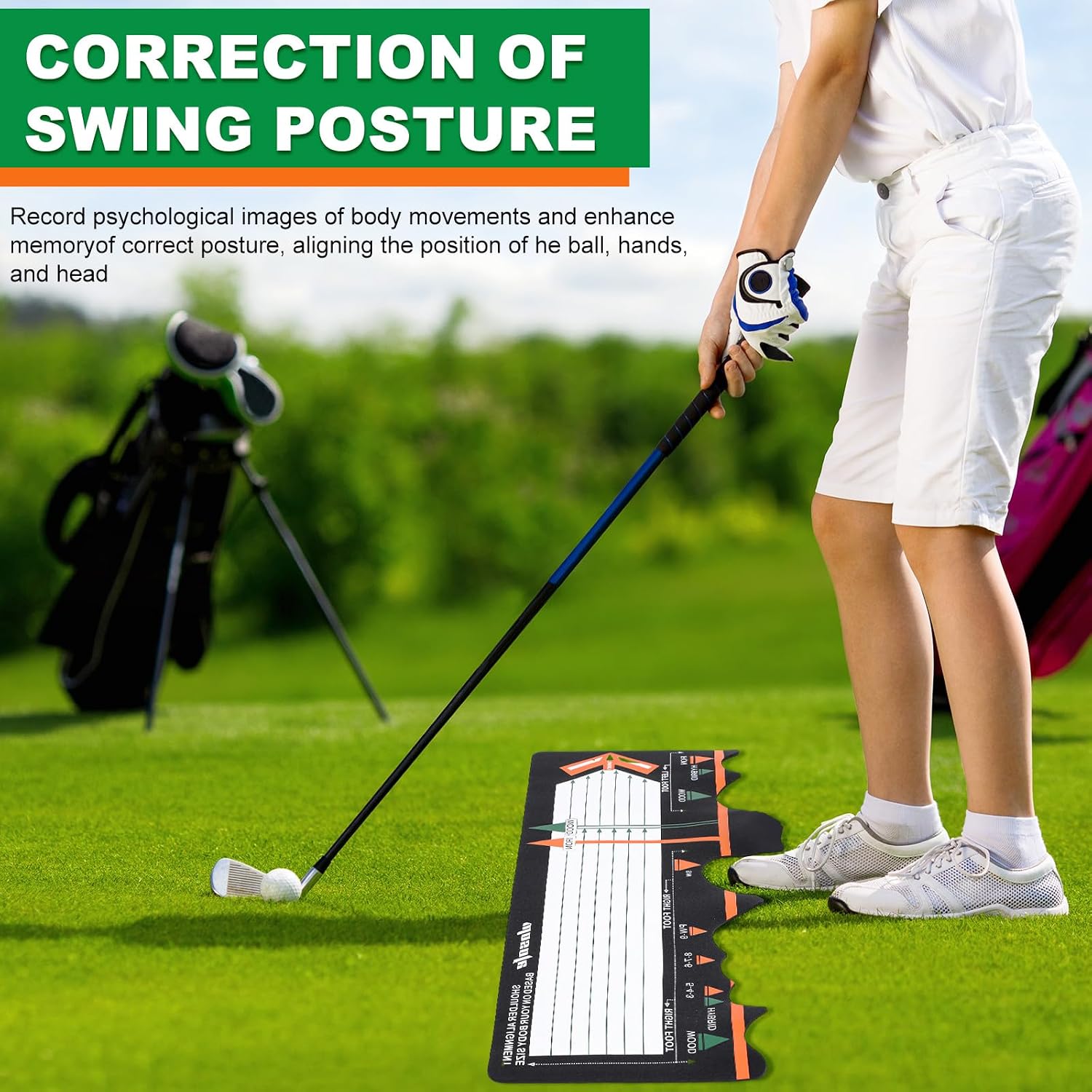 Golf Training Mat Practice Swing Mat Practice Equipment for Beginner Posture Assistance Entry Level Golf Stance