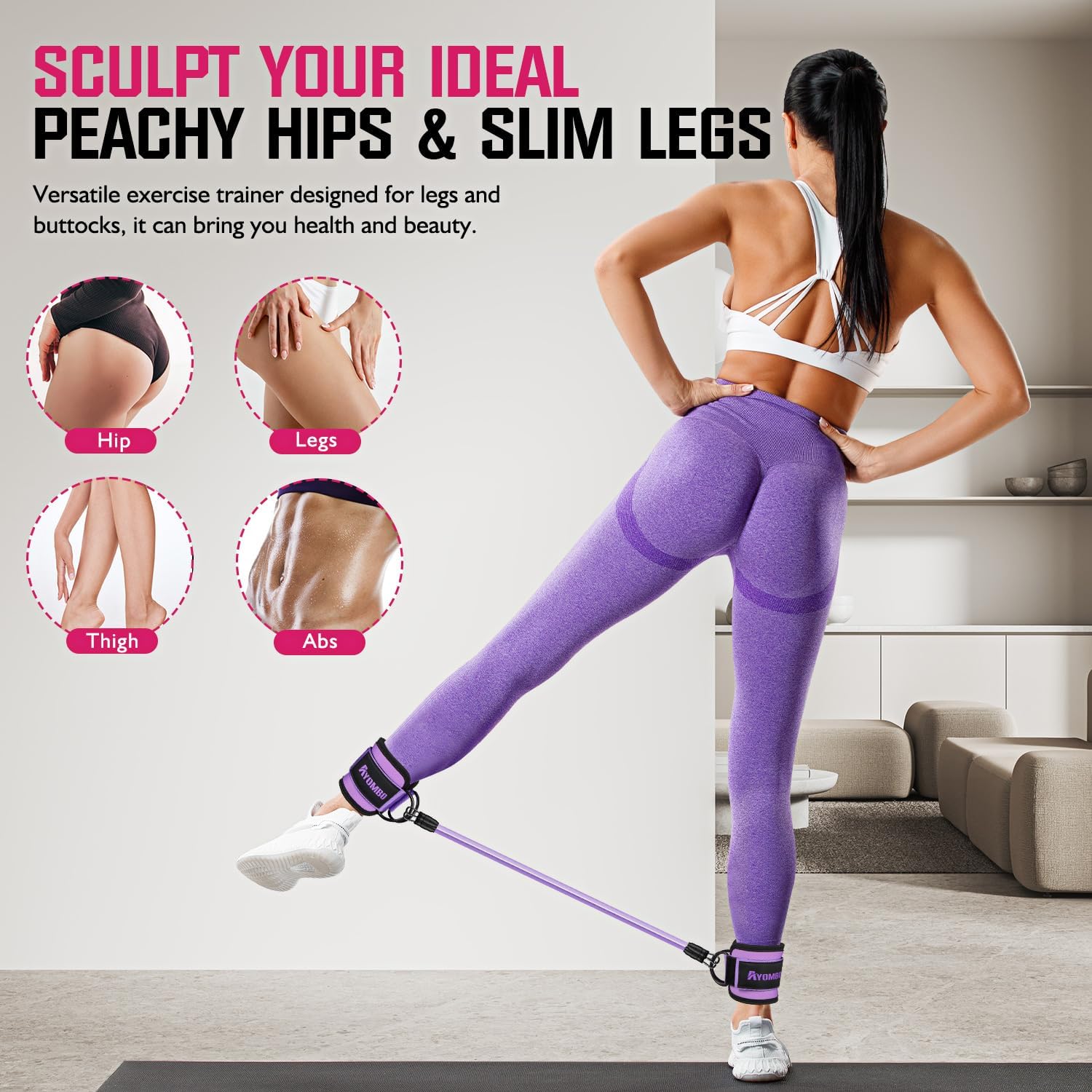 Ankle Resistance Bands with Cuffs, Home Gym Workout Equipment, Lifting Glute Butt Exercise Equipment for Women, Ankle