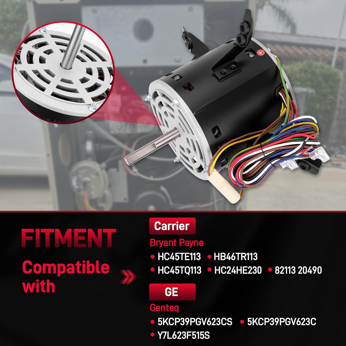 82113 Blower Fan Motor Compatible with Carrier Bryant Payne Furnace HC45TE113 HB46TR113 HC45TQ113, 5KCP39PGV623CS Fan Motor Compatible with GE Genteq Replace#Y7L623F515S