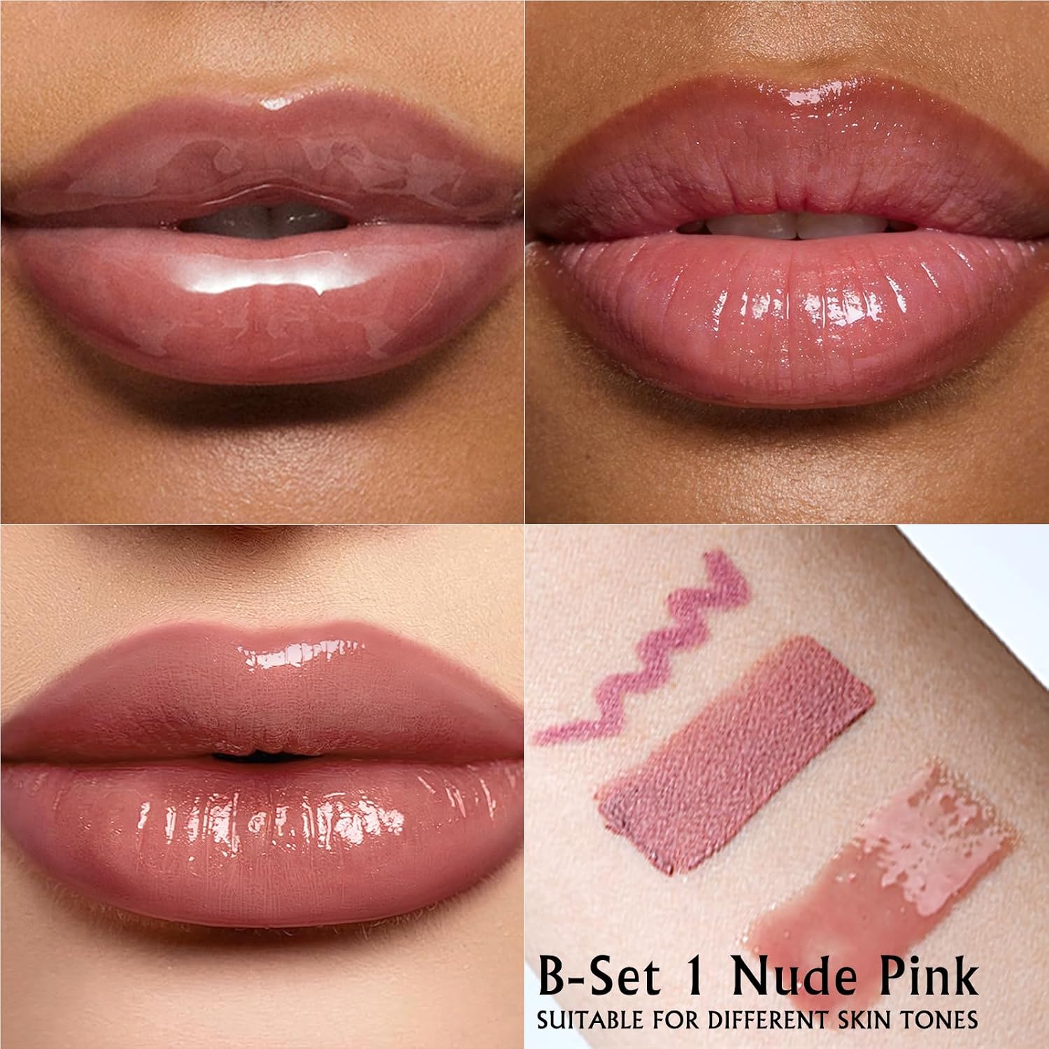 Nude Pink Lip Kit - Matte Lipstick Cream Lip Liner and Gloss Set High Pigment Plumping Lip Pencil Moisturizing