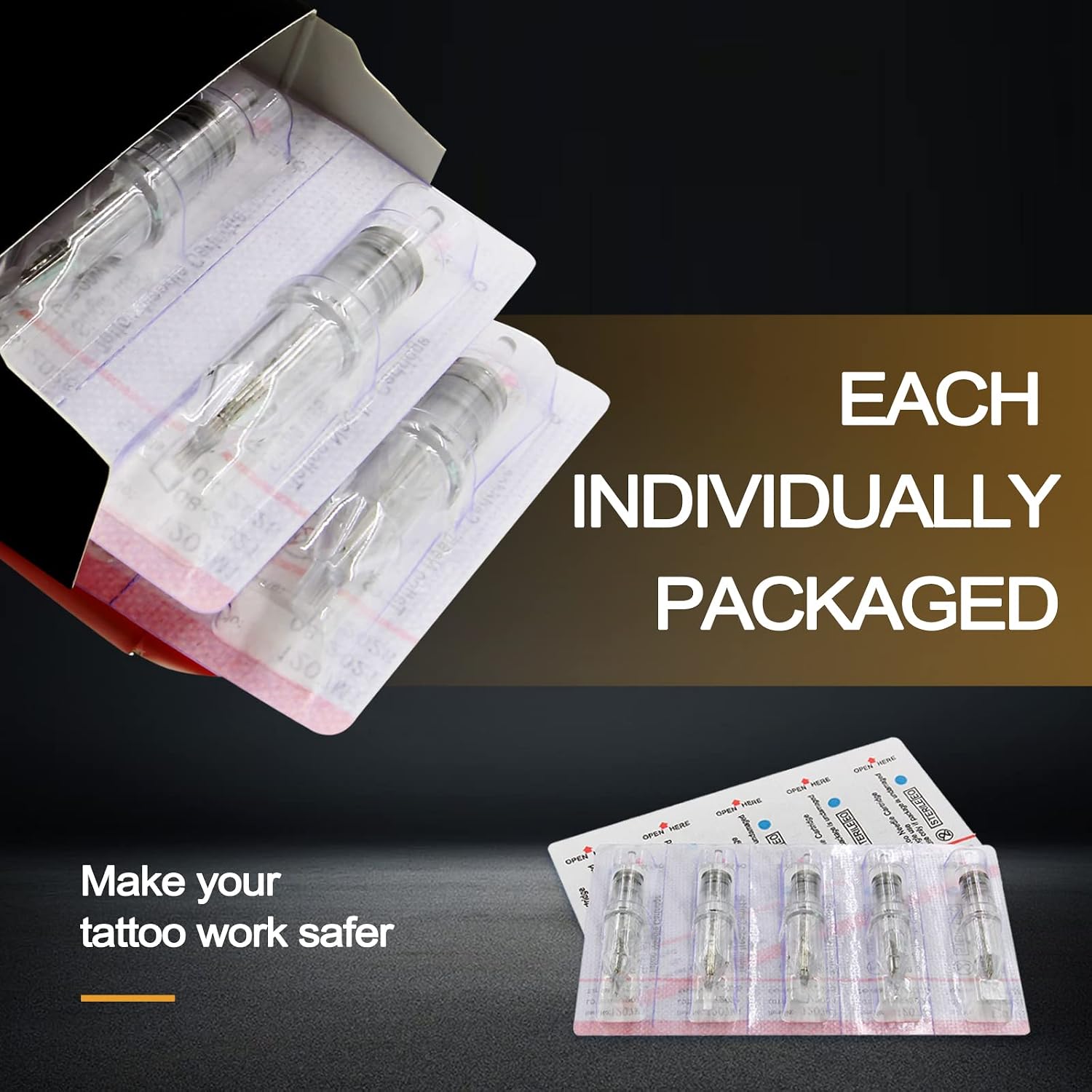 40pcs Tattoo Cartridge Needles Mixed Round Liner Shader Magnum