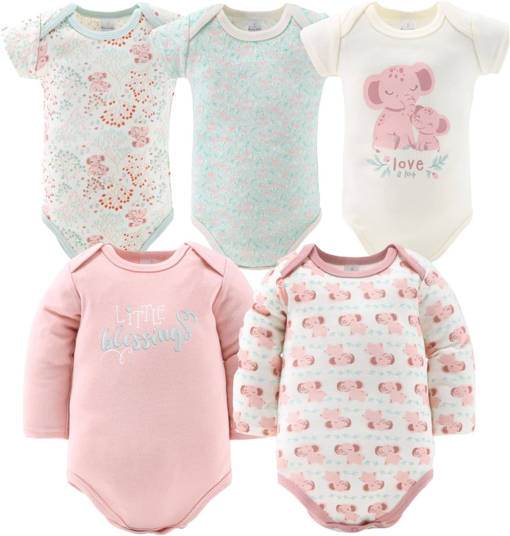 Baby Layette Gift Set for Girls - 30 Piece New Born Girl Gift Set, Baby Clothes, 0-9 Months - Floral Elephant