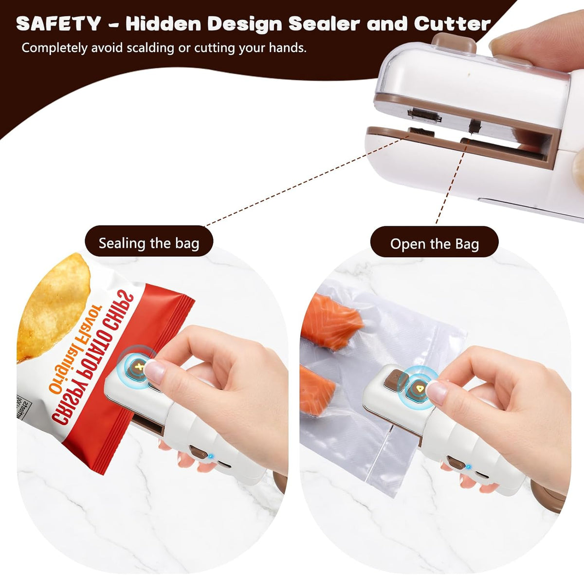 Mini Bag Sealer,4 in 1 Rechargeable Heat Sealer with Bottle Opener