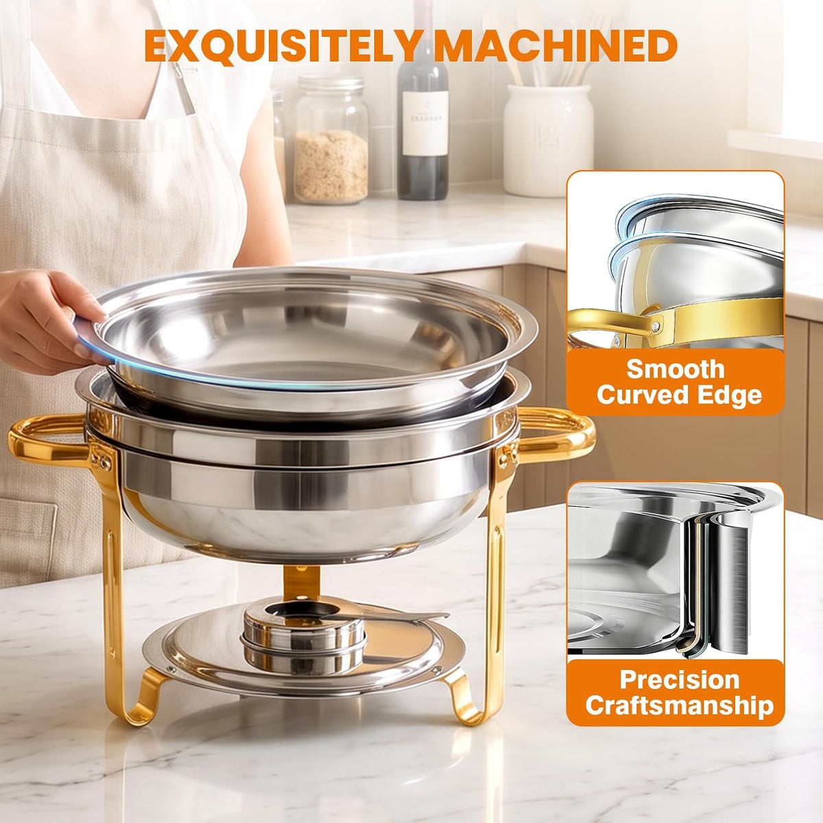 7QT Stainless Steel Chafing Dishes for Buffet with Serving Tongs