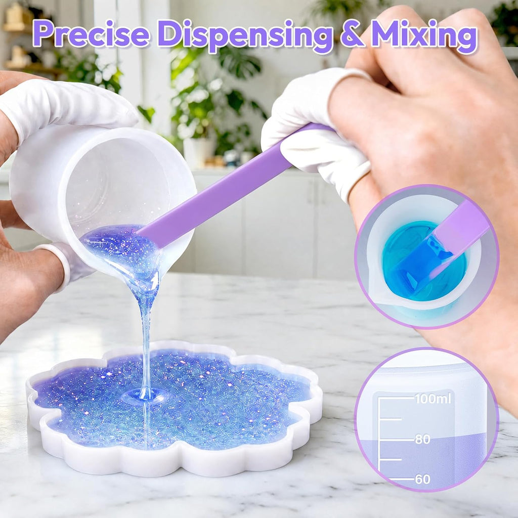 Silicone Measuring Cups Kit for Epoxy Resin 250&100ml Mixing Cups