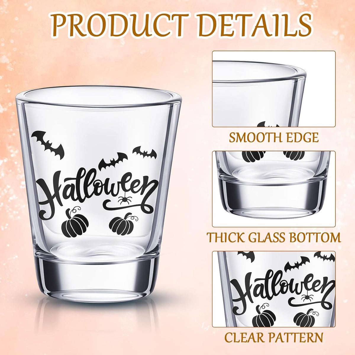 24 Pcs Halloween Shot Glasses for Drinking Glassware Bulk 2 Oz/60 ml