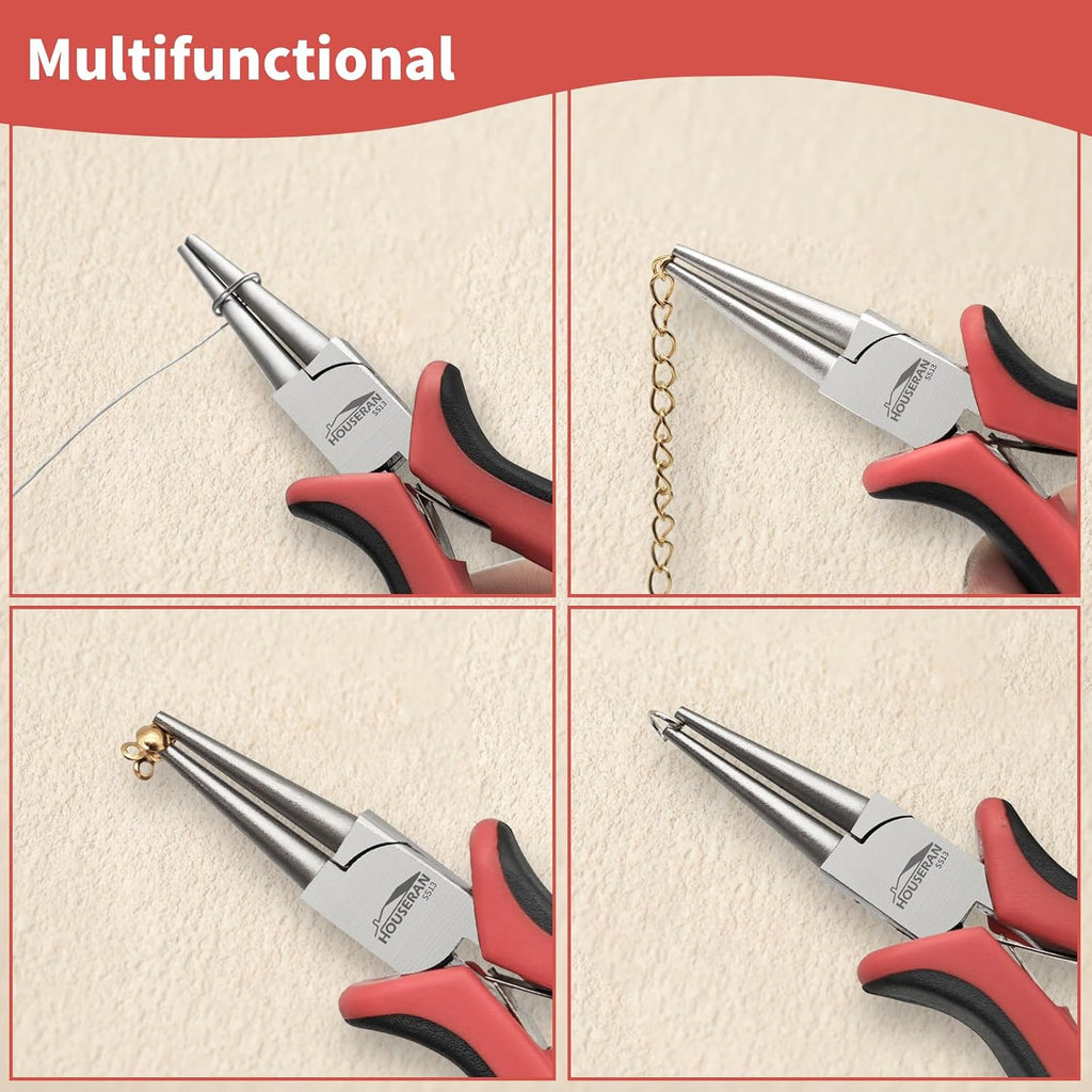 5-Piece Round Nose Pliers Set for Jewelry Making and Wire Wrapping | Smooth Jaw Jewelry Pliers, Mini Needle Nose