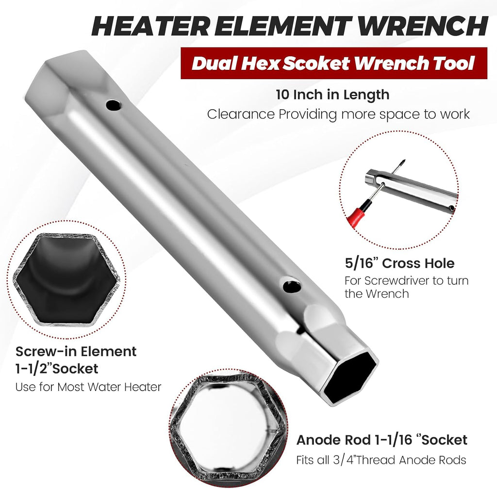𝟮𝟬𝟮𝟲 𝙐𝙥𝙜𝙧𝙖𝙙𝙚𝙙 EWH-03 Electric Water Heater Tune-Up Kit - Comes with 2 Water Heater thermostats,2 Heating Elements,1 Element Wrench Socket by Beaquicy