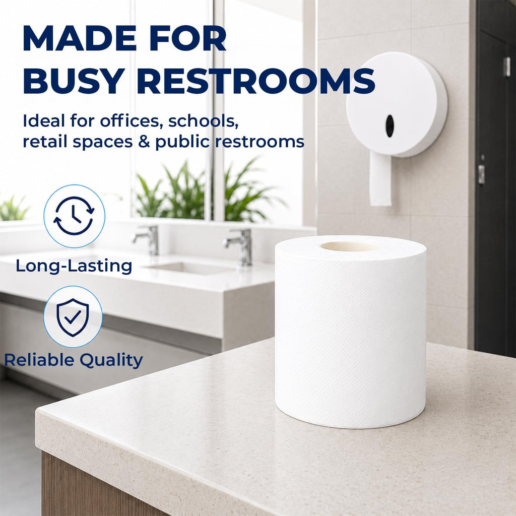 Commercial Toilet Tissue, 2-Ply 96 Rolls per Case, Bulk Bathroom Tissue, White