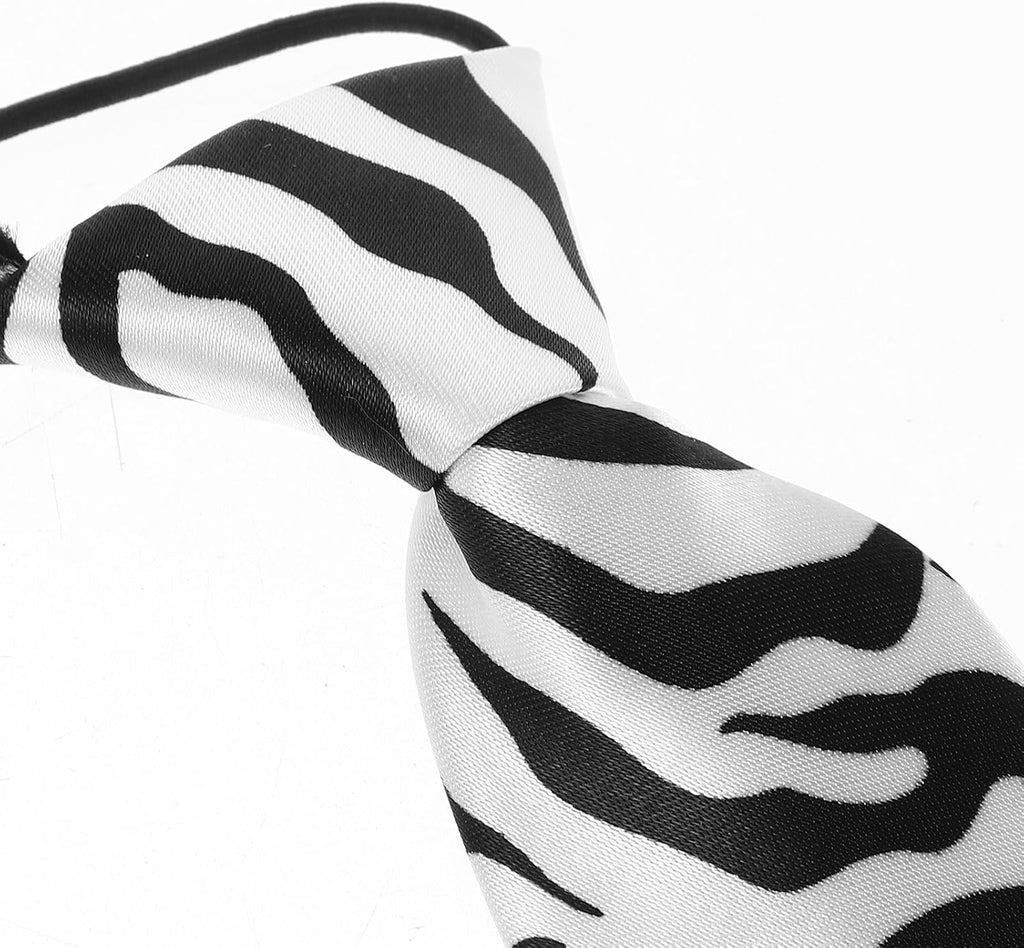4pcs Boys Neckties Zebra Print Korean Style Elastic Design Polyester Yarn Easy Care Material Neckties for Boys Daily