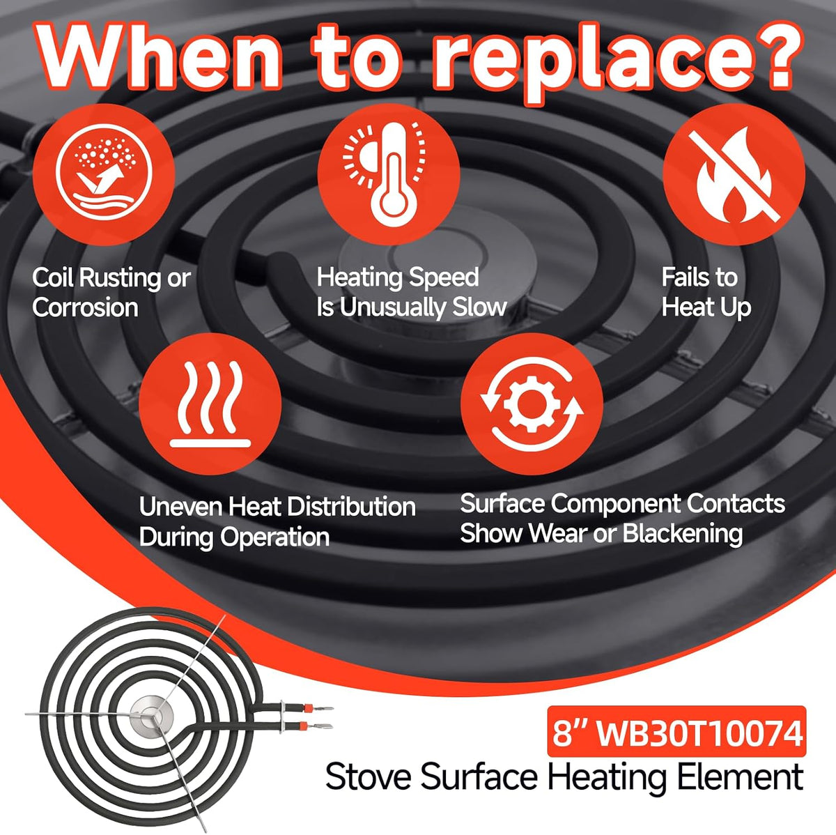 WB30T10074 Stove Surface Heating Element, Fit for GE, Hotpoint Range Stove
