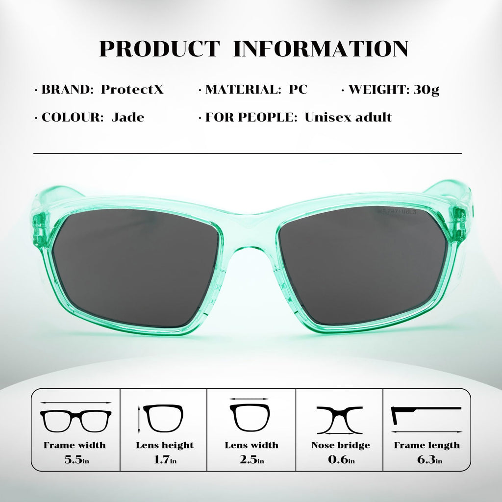 Stylish Safety Glasses Anti-Fog Scratch Jade Tinted Smoke - 2PC